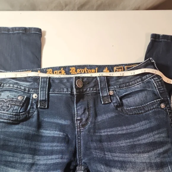 Rock Revival Alivia Mid Rise Skinnyn Blue Jeans In Size 28 - Picture 6 of 10